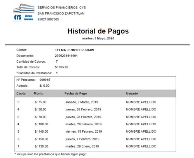 Historial de Pagos