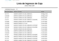 Lista de Ingresos de Caja