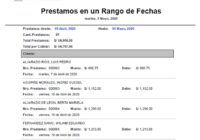 Prestamos en un Rango de Fechas