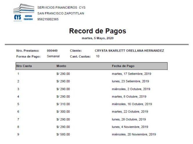 Record de Pagos